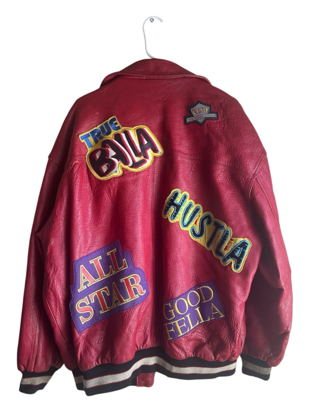 Sir Benni Miles Red Leather Patch Jacket XL MVP VIP Hustla Vintage Streetwear - Picture 3 of 15